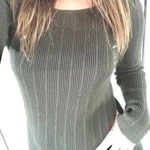 Dark Olive Distressed Sweater Dress